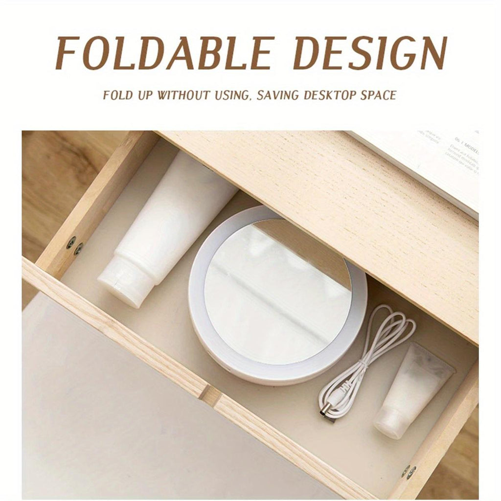 LED Lighted Makeup Mirror High Definition Desktop Vanity Mirror Essential for Girls' Dormitories and Bedrooms