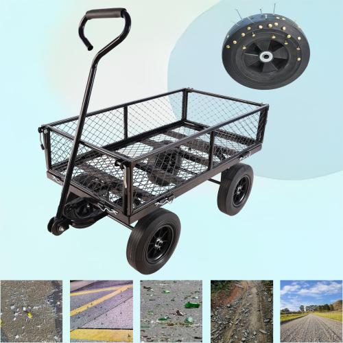 Solid Wheel Tool Trolley Garden Wood Transport Cart