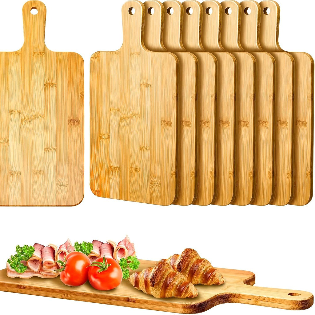 10Acacia Wood Chopping Board with Handle Suitable for pizza, bread, cheese, cooked food, fruits, and vegetables