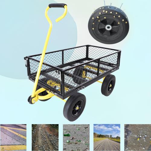 Solid Wheel Tool Trolley Garden Wood Transport Cart