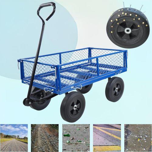 Solid Wheel Tool Trolley Garden Wood Transport Cart