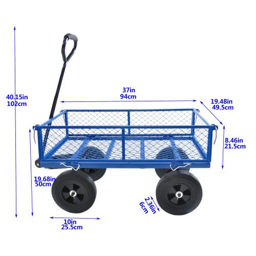 Solid Wheel Tool Trolley Garden Wood Transport Cart