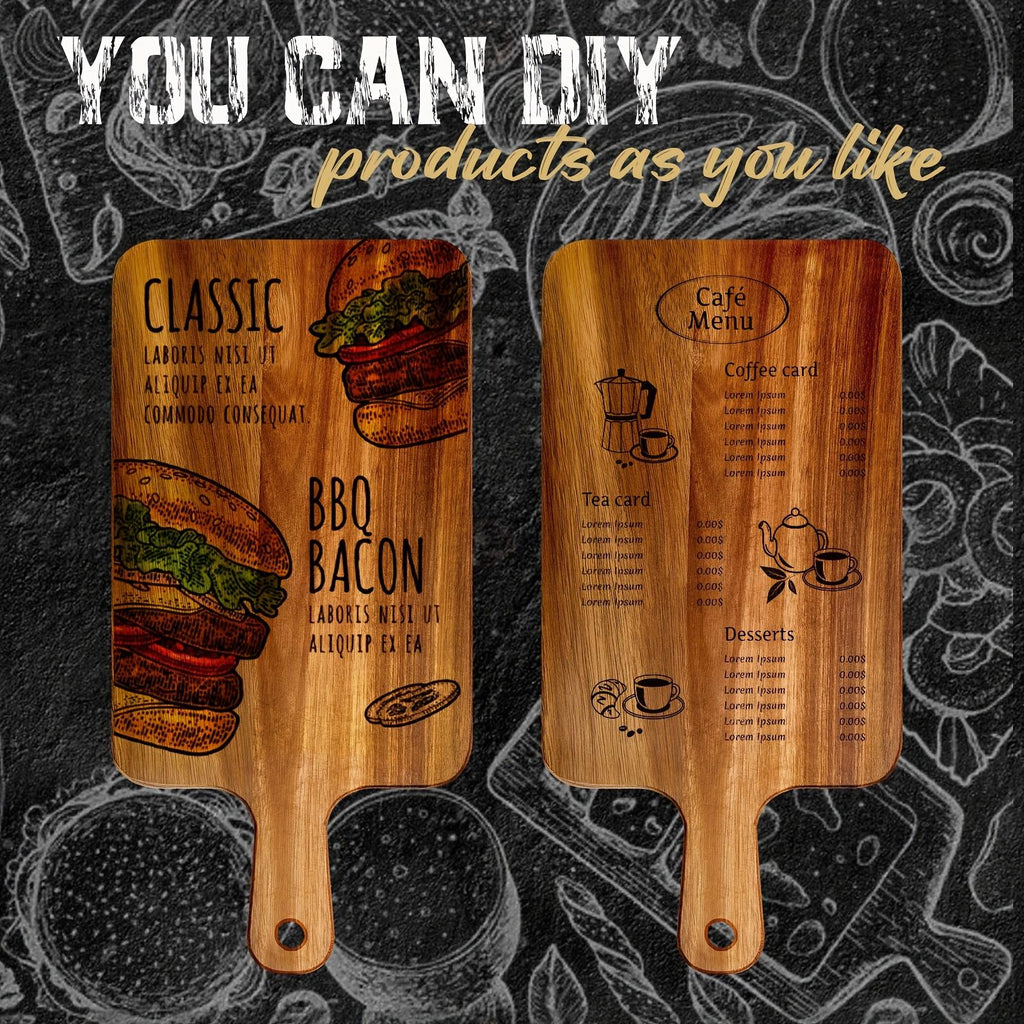 10Acacia Wood Chopping Board with Handle Suitable for pizza, bread, cheese, cooked food, fruits, and vegetables