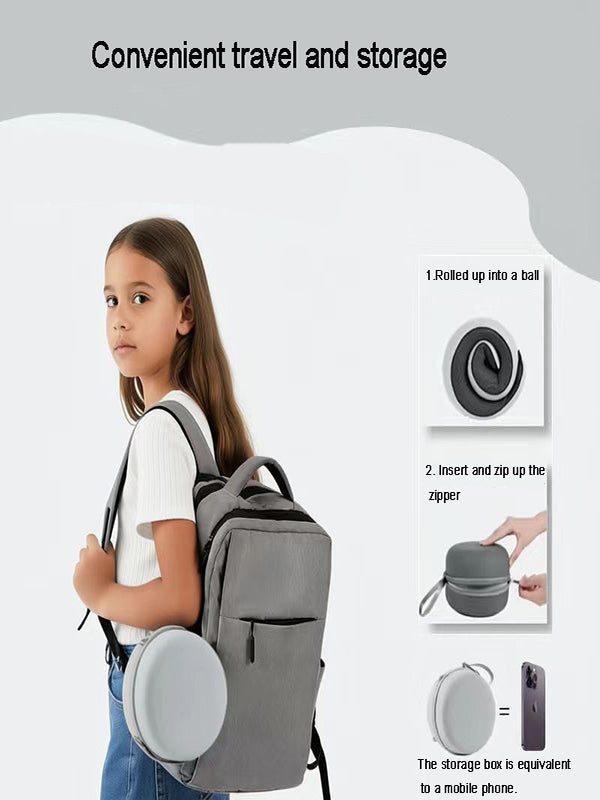 Travel Neck Pillow 100% Pure Memory Foam 360° Support Stowable for Airplanes Cars Airport Essentials