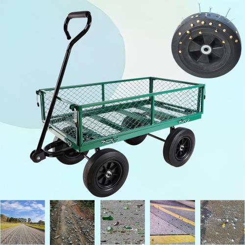 Solid Wheel Tool Trolley Garden Wood Transport Cart