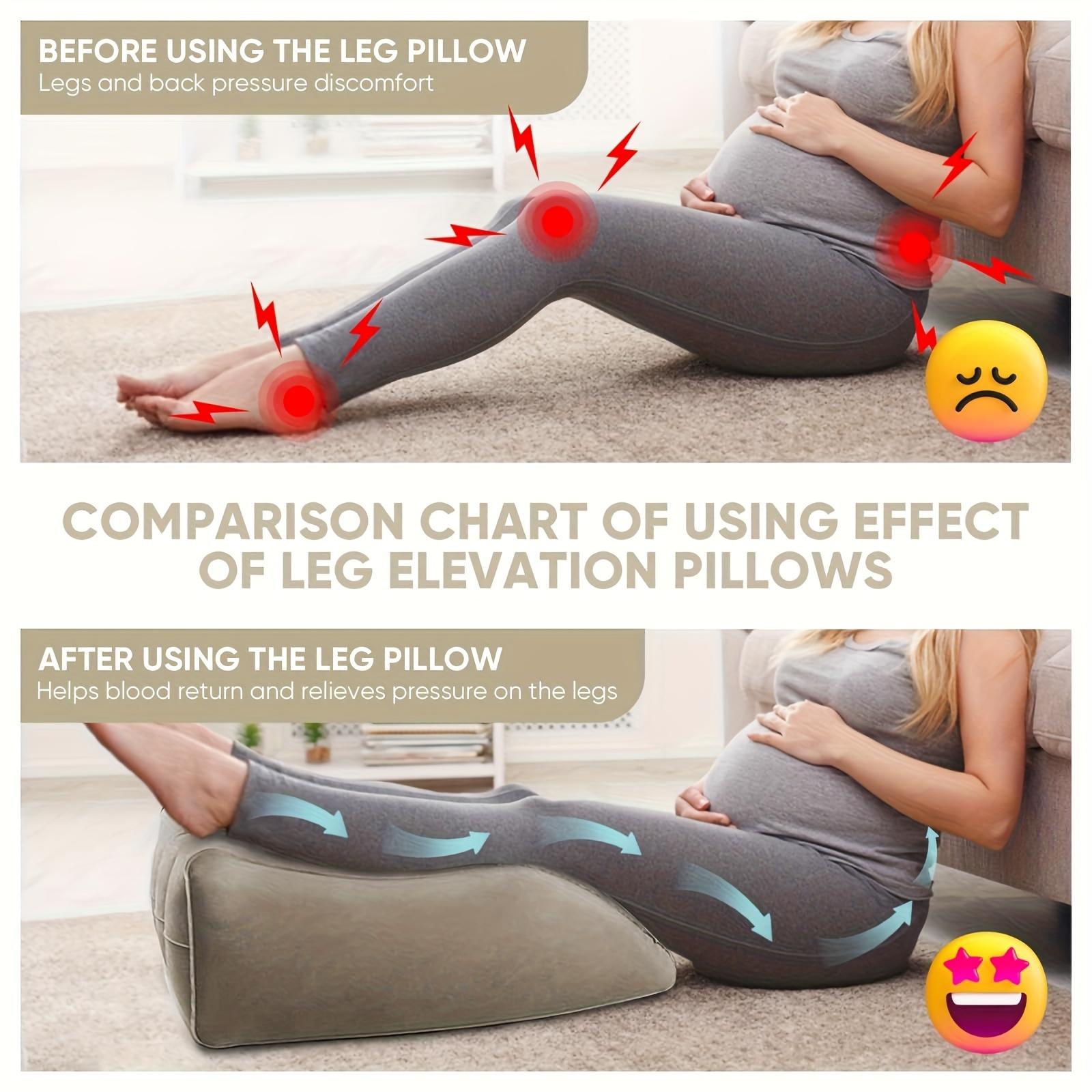 1Personalized Inflatable Leg Elevator Pillow Beige Adjustable Height Soft Wedge Cushion Suitable for sleep reading, medium hardness, form-fitting design Improve blood circulation