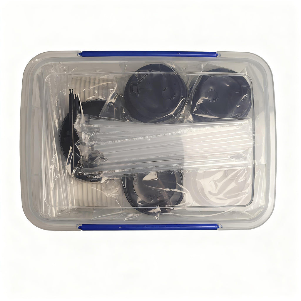 50Set of Cups50Cup Lid Set50Straw Set1Cup Holder Set1Set of Glass Straws Transparent Disposable Takeaway Cups for Wedding Catering Parties and Coffee Events