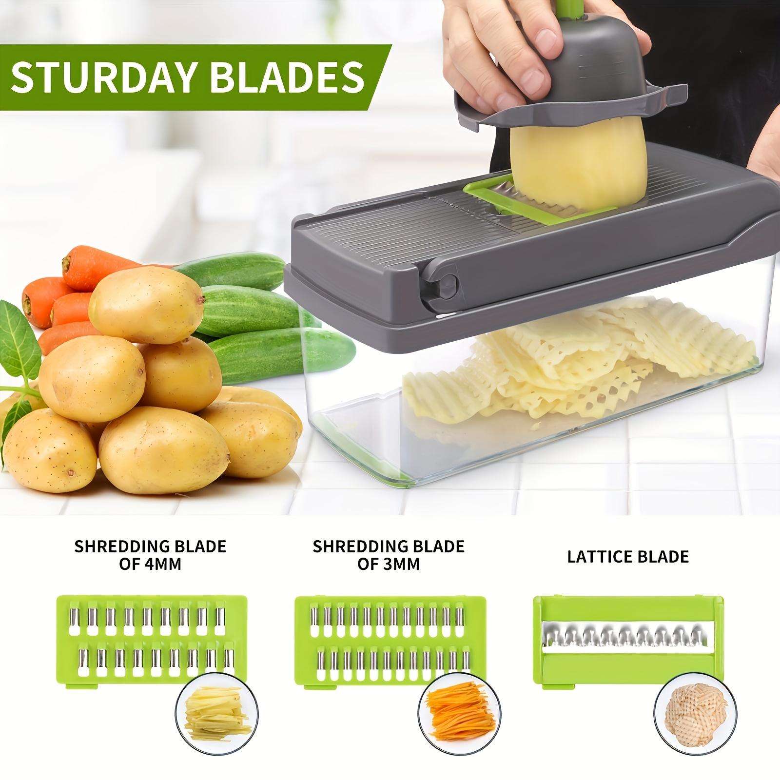 15All-in-one multifunctional vegetable chopper Professional Onion Chopper Slicing and Dicing Cutter 7Blade kitchen essential Easily Prepare Potatoes, Tomatoes, Cucumbers, and Carrots