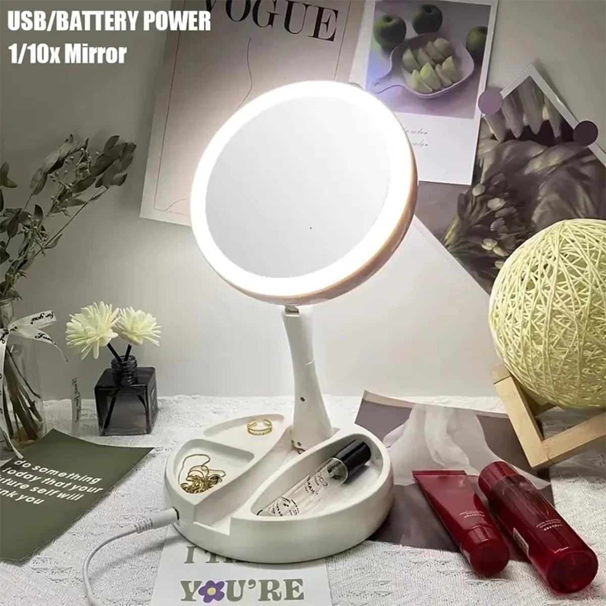 LED Lighted Makeup Mirror High Definition Desktop Vanity Mirror Essential for Girls' Dormitories and Bedrooms