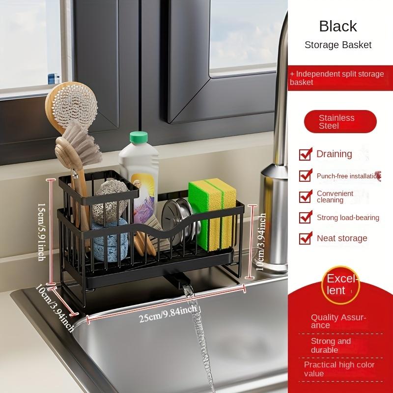 1Kitchen Household Draining Rack Wall-mounted multifunctional draining rack Multi-layer Carbon Steel Cleaning Supplies Storage Rack