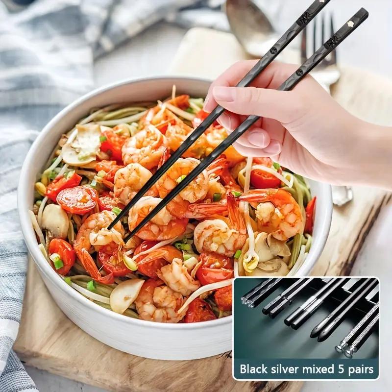 5Double Antibacterial Food Grade PET+Glass fiber alloy chopsticks with silver ions High-quality Reusable Non-slip Japanese-style Chinese Chopsticks Cooking Edible Gift Box
