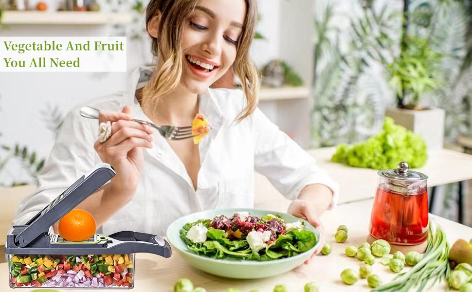 15All-in-one multifunctional vegetable chopper Professional Onion Chopper Slicing and Dicing Cutter 7Blade kitchen essential Easily Prepare Potatoes, Tomatoes, Cucumbers, and Carrots
