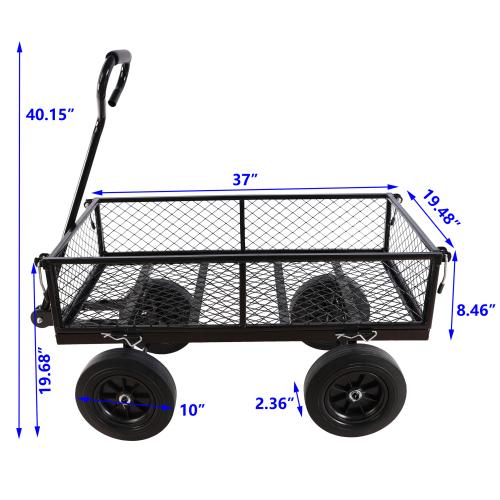 Solid Wheel Tool Trolley Garden Wood Transport Cart
