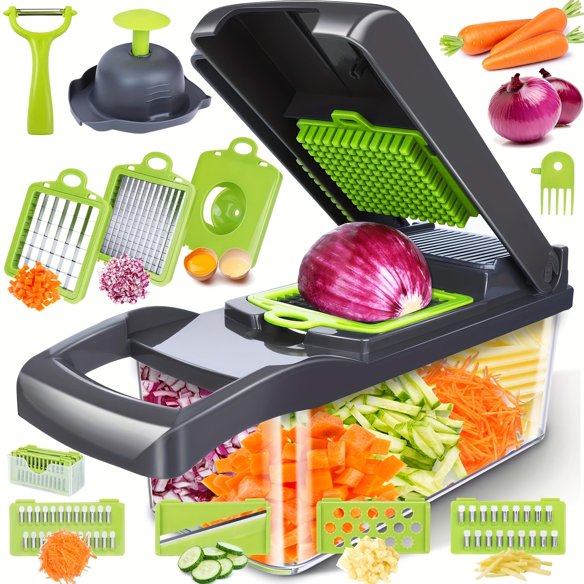 15All-in-one multifunctional vegetable chopper Professional Onion Chopper Slicing and Dicing Cutter 7Blade kitchen essential Easily Prepare Potatoes, Tomatoes, Cucumbers, and Carrots