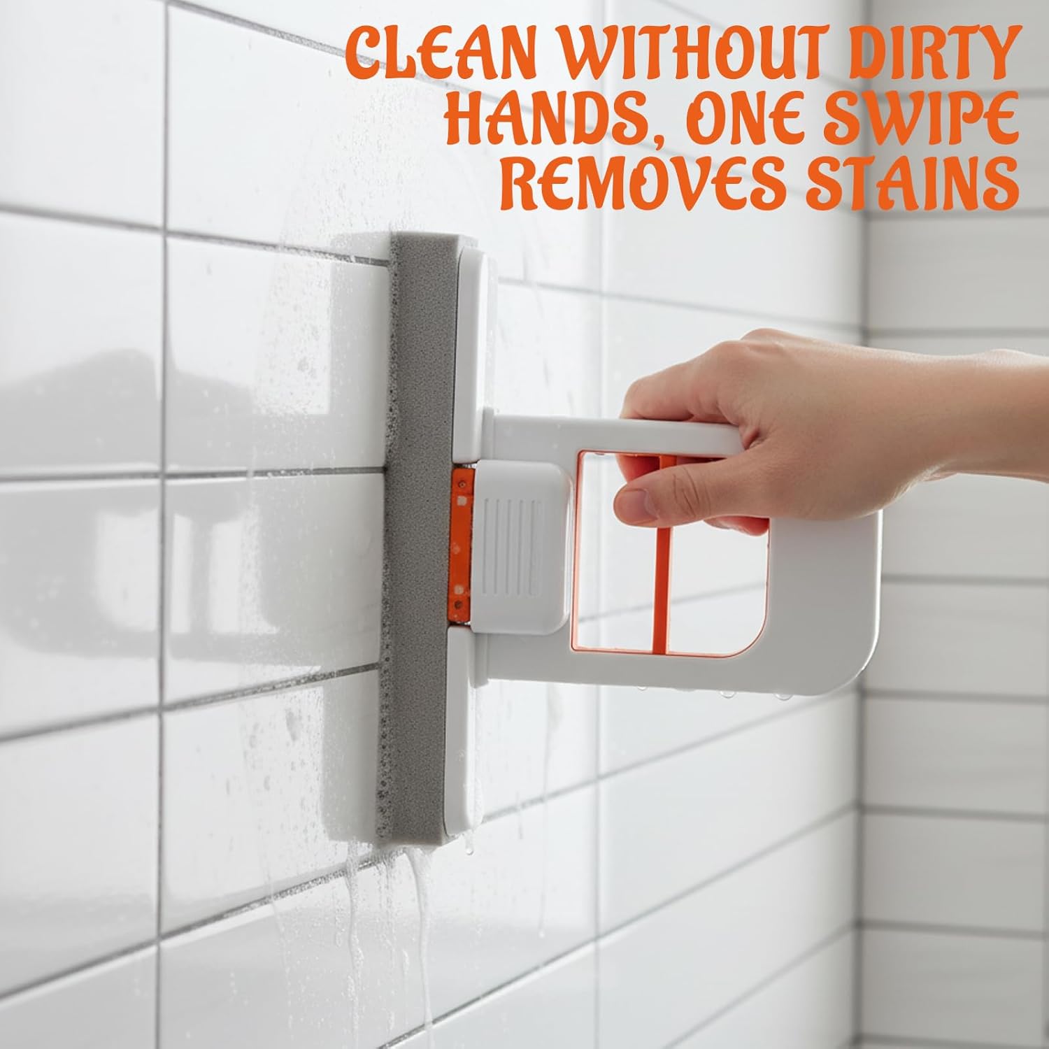 Mini Foldable Desktop Mop Set 2 Pieces Orange Self-Squeezing Handheld Sponge Mop for Kitchen Countertops Glass Bathrooms & Car Cleaning Wet Dry Use Easy Operation