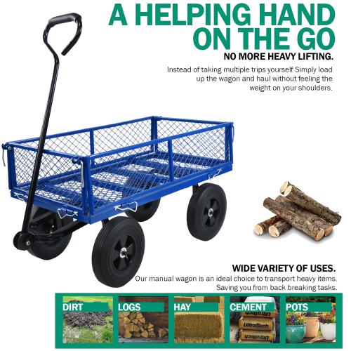 Solid Wheel Tool Trolley Garden Wood Transport Cart