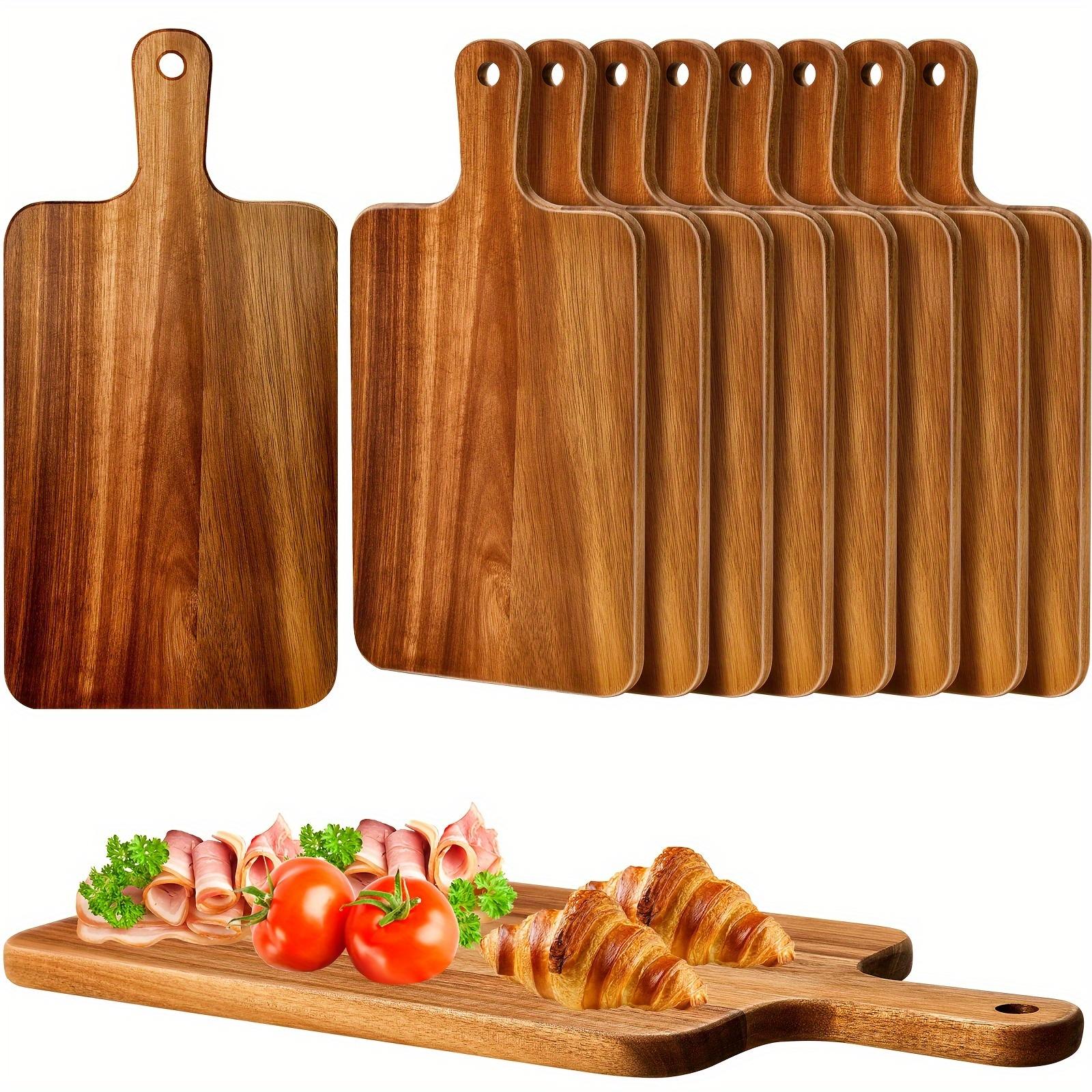 10Acacia Wood Chopping Board with Handle Suitable for pizza, bread, cheese, cooked food, fruits, and vegetables