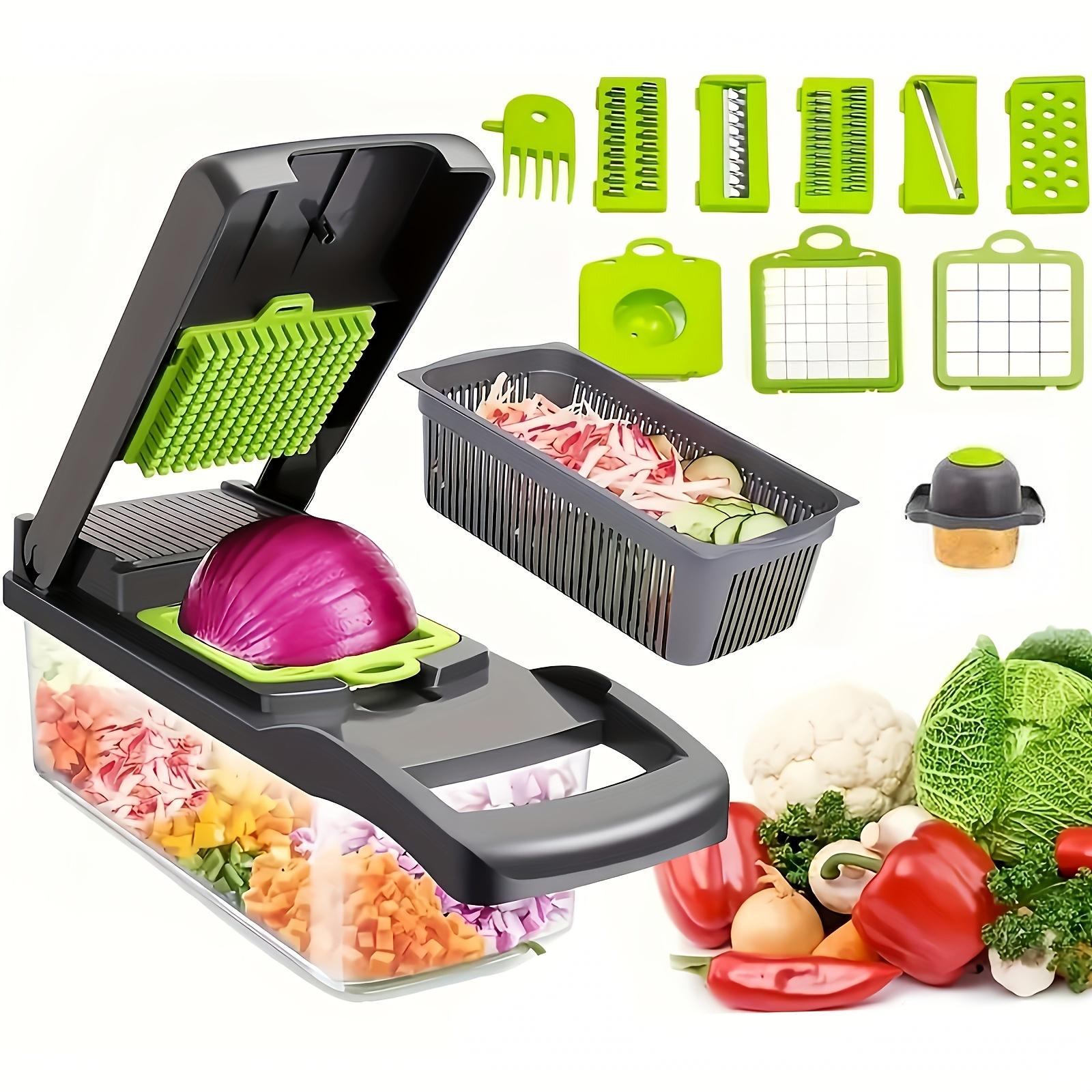 15All-in-one multifunctional vegetable chopper Professional Onion Chopper Slicing and Dicing Cutter 7Blade kitchen essential Easily Prepare Potatoes, Tomatoes, Cucumbers, and Carrots
