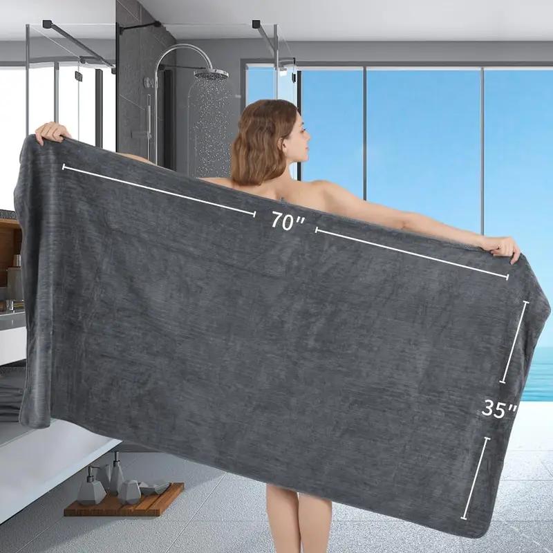 Set of Four Gray Bath Towels 100% cotton material High Absorbency Quick-Drying No chips Skin-Friendly Extra thick and durable Essential for Home Bathroom Practical and stylish Enhance the Bathroom's Style