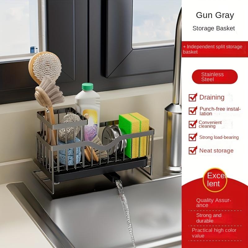 1Kitchen Household Draining Rack Wall-mounted multifunctional draining rack Multi-layer Carbon Steel Cleaning Supplies Storage Rack