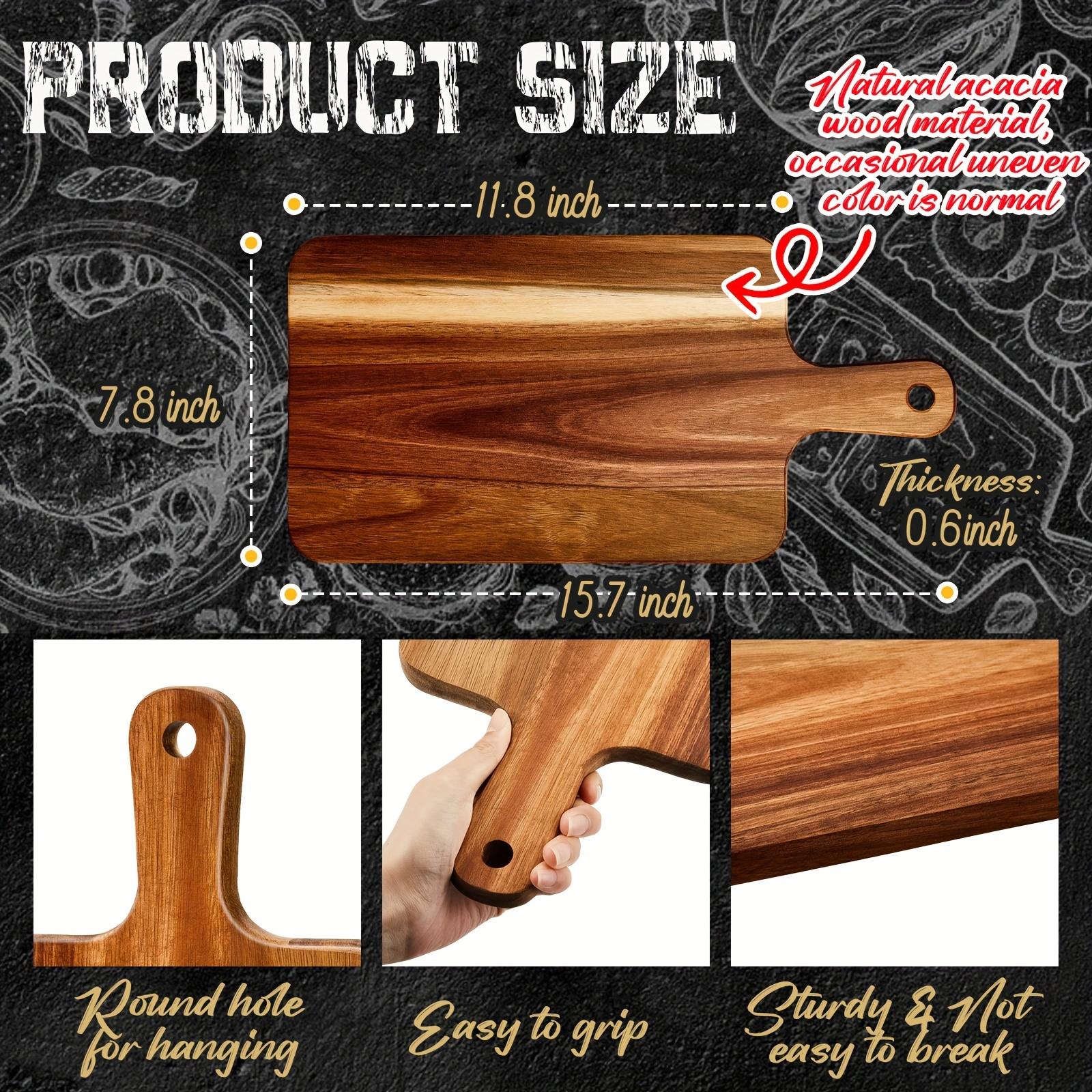 10Acacia Wood Chopping Board with Handle Suitable for pizza, bread, cheese, cooked food, fruits, and vegetables