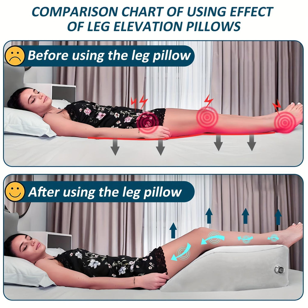 1Personalized Inflatable Leg Elevator Pillow Beige Adjustable Height Soft Wedge Cushion Suitable for sleep reading, medium hardness, form-fitting design Improve blood circulation