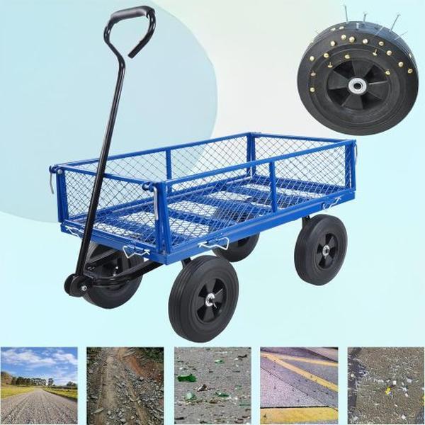 Solid Wheel Tool Trolley Garden Wood Transport Cart