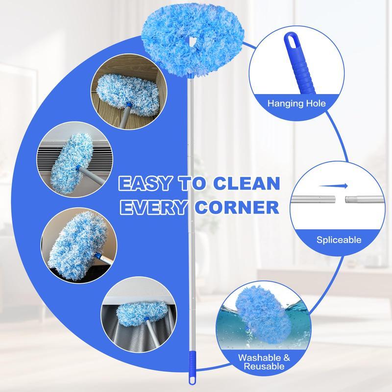 Household Cleaning Tool,Ceiling Fan Cleaner Duster with Extension Pole,Duster for Ceiling Fan Blades, Dust Removal Brush Household ltems,Removable Washable Microfiber Ceiling Fan Duster,for Dust Pet Hair, House Cleaning Home CareSupplies