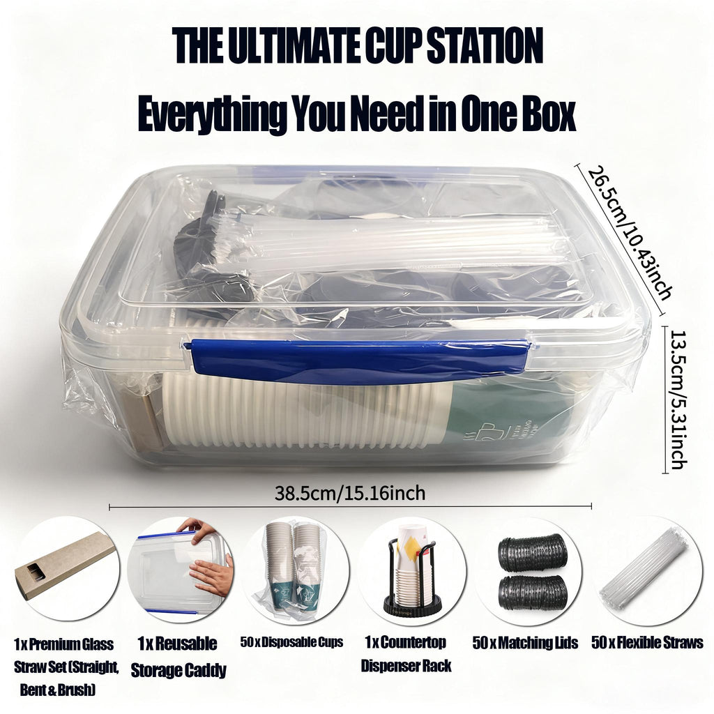 50Set of Cups50Cup Lid Set50Straw Set1Cup Holder Set1Set of Glass Straws Transparent Disposable Takeaway Cups for Wedding Catering Parties and Coffee Events