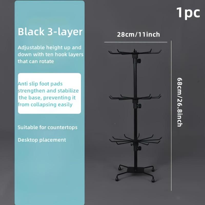 Three-Layer Rotating Adjustable Multi-Functional Household Retail Jewelry Key Chain Socks Hat Toy Storage Display Rack Perfect gift for collectors and organization enthusiasts