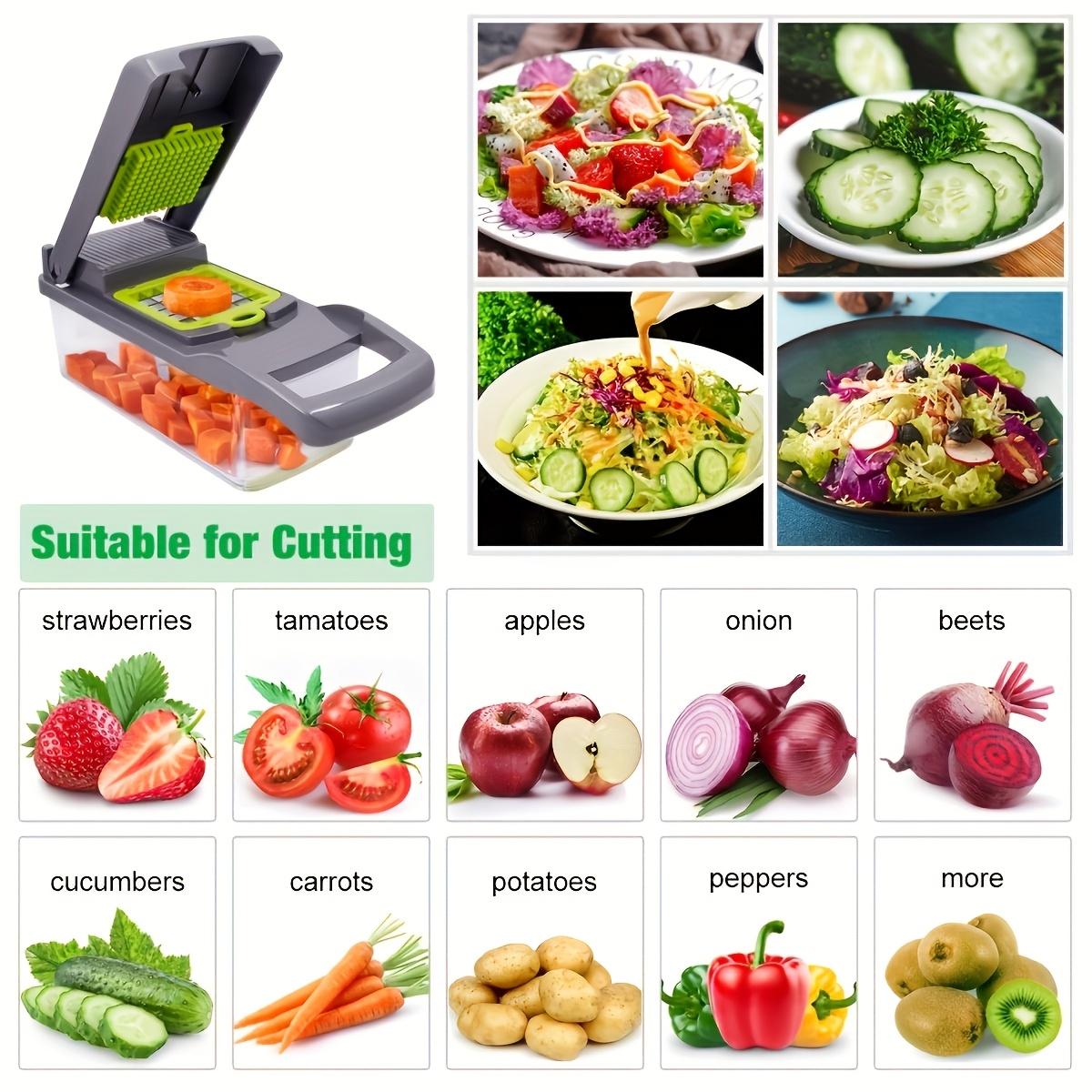 15All-in-one multifunctional vegetable chopper Professional Onion Chopper Slicing and Dicing Cutter 7Blade kitchen essential Easily Prepare Potatoes, Tomatoes, Cucumbers, and Carrots