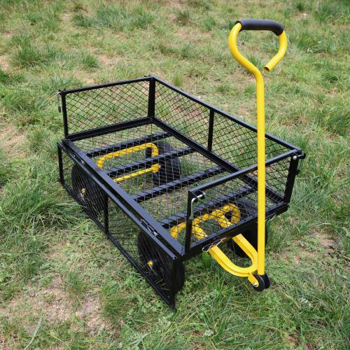 Solid Wheel Tool Trolley Garden Wood Transport Cart