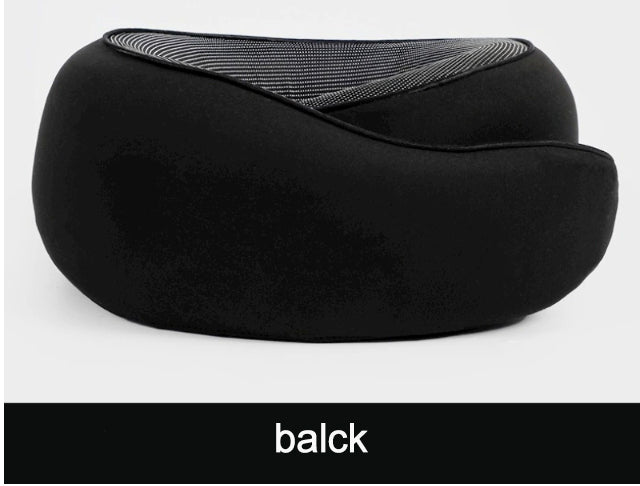 Travel Neck Pillow 100% Pure Memory Foam 360° Support Stowable for Airplanes Cars Airport Essentials