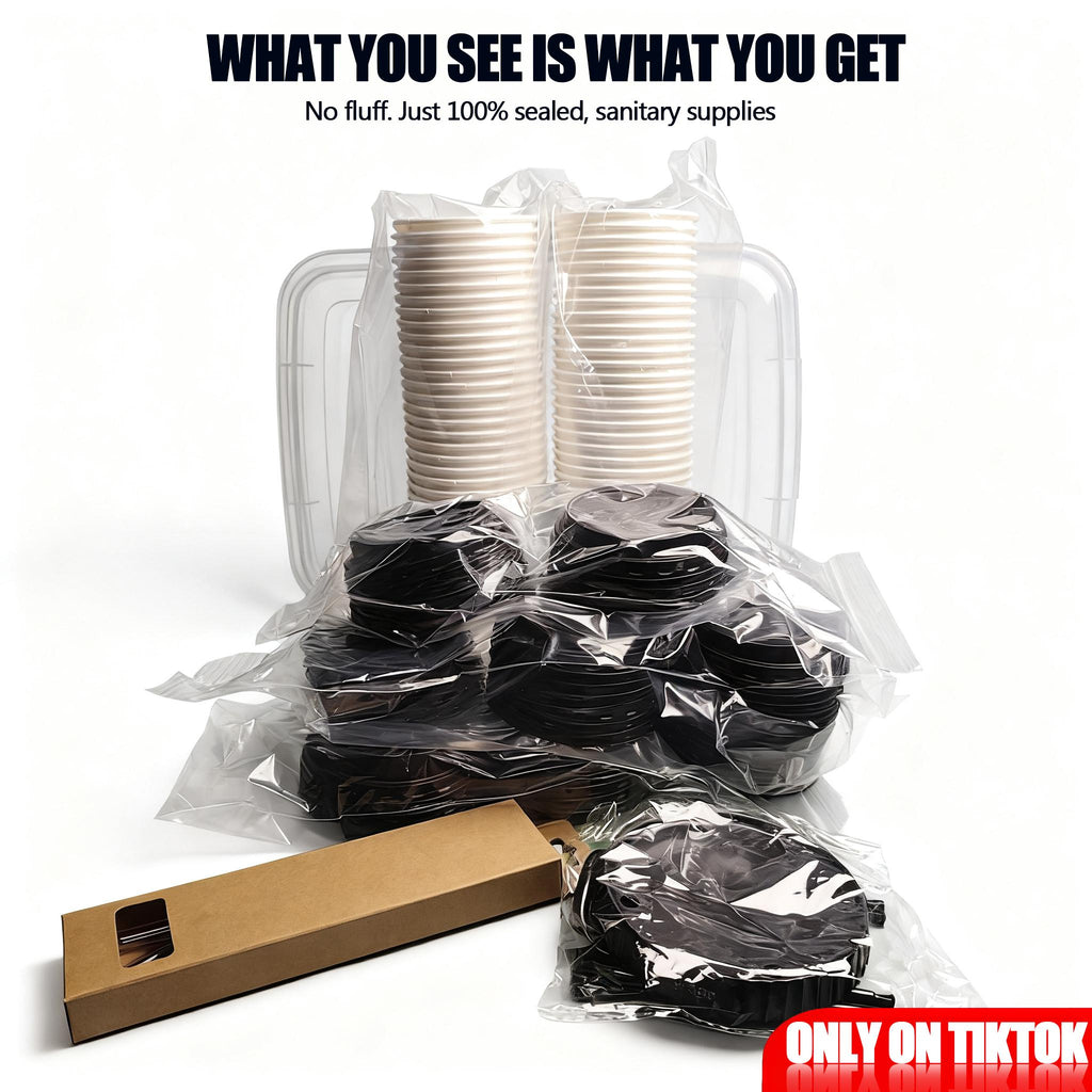 50Set of Cups50Cup Lid Set50Straw Set1Cup Holder Set1Set of Glass Straws Transparent Disposable Takeaway Cups for Wedding Catering Parties and Coffee Events