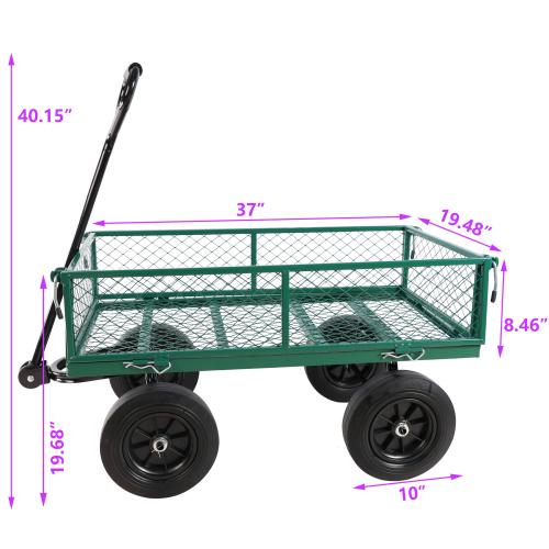 Solid Wheel Tool Trolley Garden Wood Transport Cart