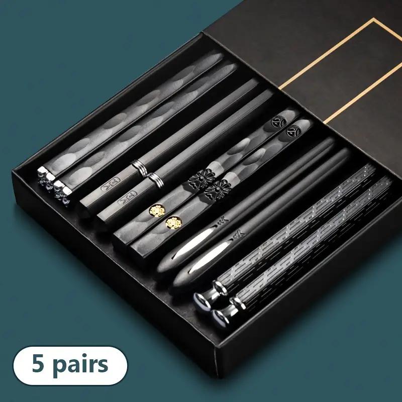 5Double Antibacterial Food Grade PET+Glass fiber alloy chopsticks with silver ions High-quality Reusable Non-slip Japanese-style Chinese Chopsticks Cooking Edible Gift Box