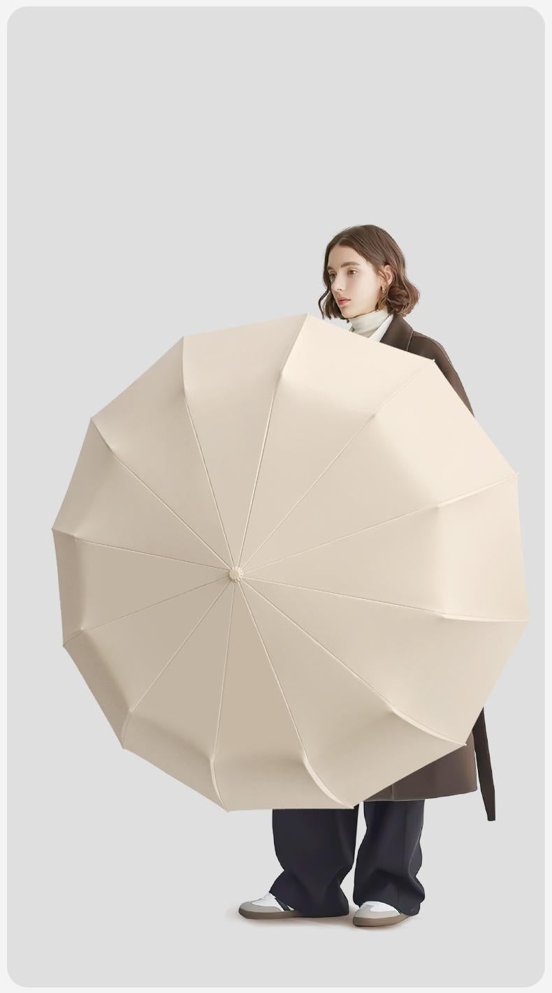 Fully Automatic Buckle Foldable Travel Umbrella for Sun and Rain 42Inch10Bone Lightweight Automatic Opening and Closing Windproof Black