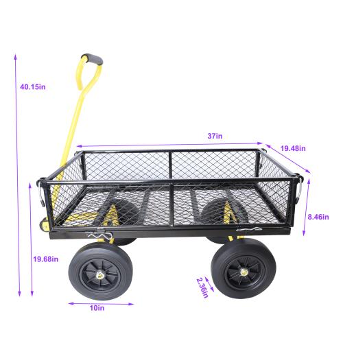 Solid Wheel Tool Trolley Garden Wood Transport Cart