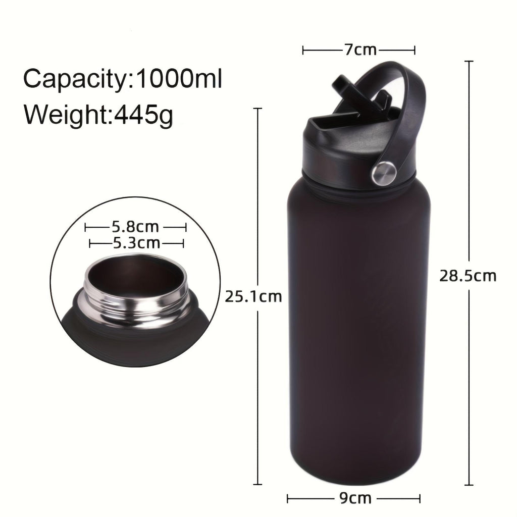 40Ounce Insulated Stainless Steel Sports Bottle with Straw Belt3Lid（Straw cover Water Bottle Lid Handle Cover） Double-layer Travel Insulated Cup Army Green