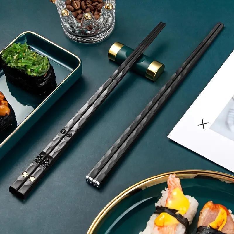 5Double Antibacterial Food Grade PET+Glass fiber alloy chopsticks with silver ions High-quality Reusable Non-slip Japanese-style Chinese Chopsticks Cooking Edible Gift Box