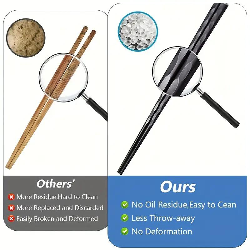 5Double Antibacterial Food Grade PET+Glass fiber alloy chopsticks with silver ions High-quality Reusable Non-slip Japanese-style Chinese Chopsticks Cooking Edible Gift Box