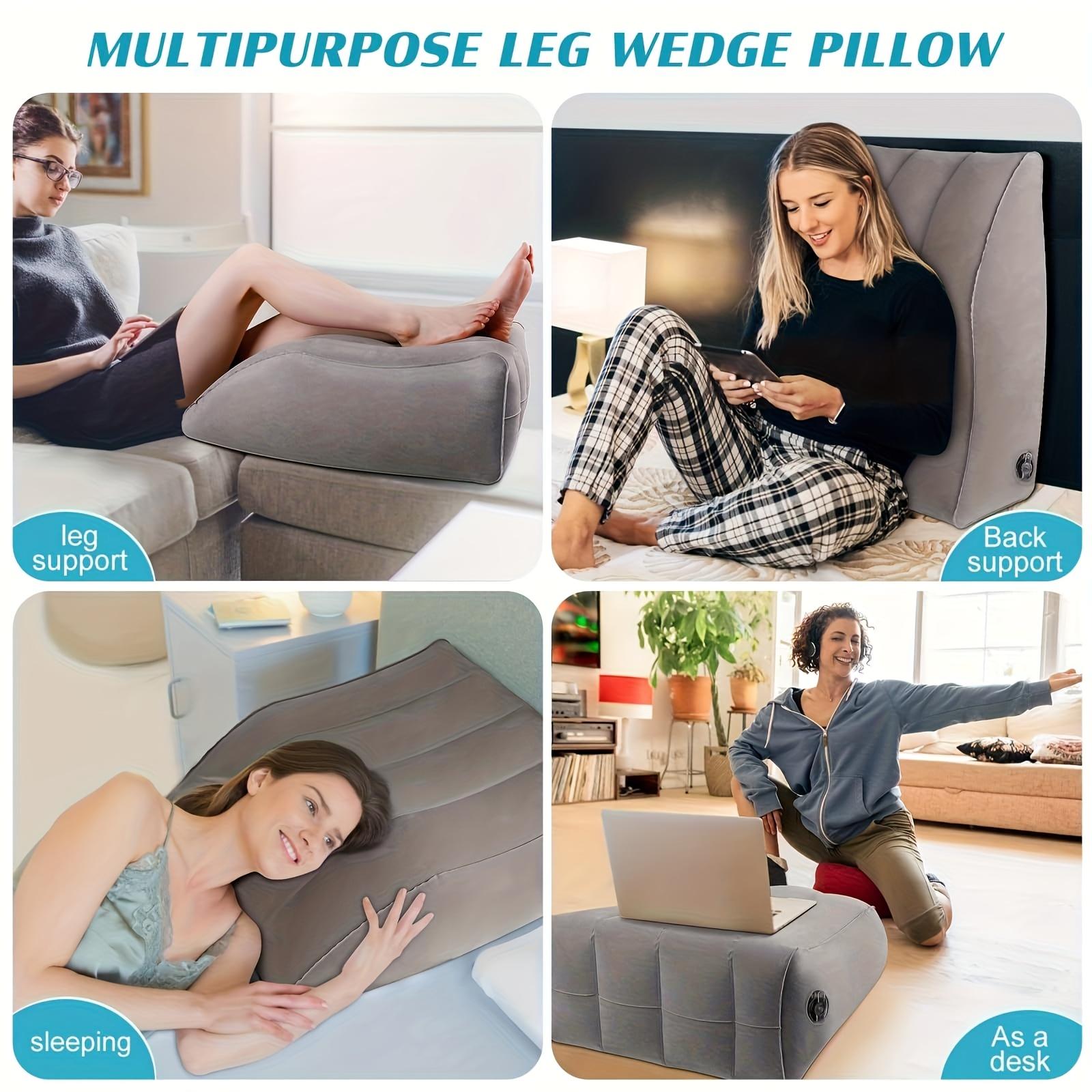 1Personalized Inflatable Leg Elevator Pillow Beige Adjustable Height Soft Wedge Cushion Suitable for sleep reading, medium hardness, form-fitting design Improve blood circulation