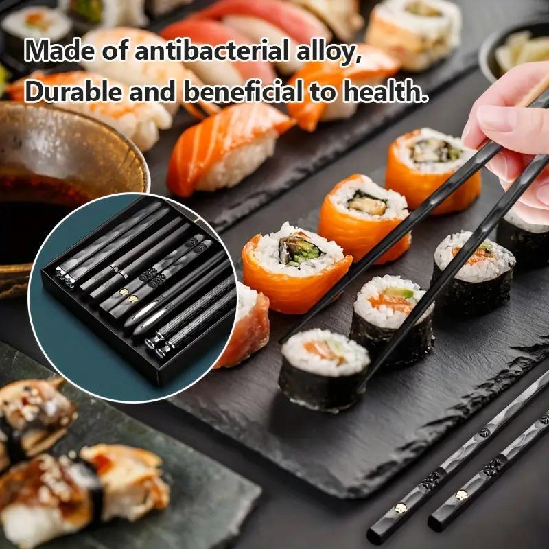 5Double Antibacterial Food Grade PET+Glass fiber alloy chopsticks with silver ions High-quality Reusable Non-slip Japanese-style Chinese Chopsticks Cooking Edible Gift Box