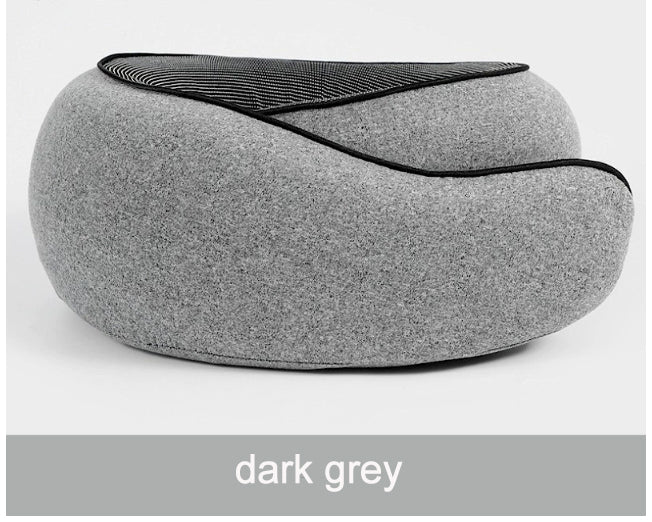 Travel Neck Pillow 100% Pure Memory Foam 360° Support Stowable for Airplanes Cars Airport Essentials