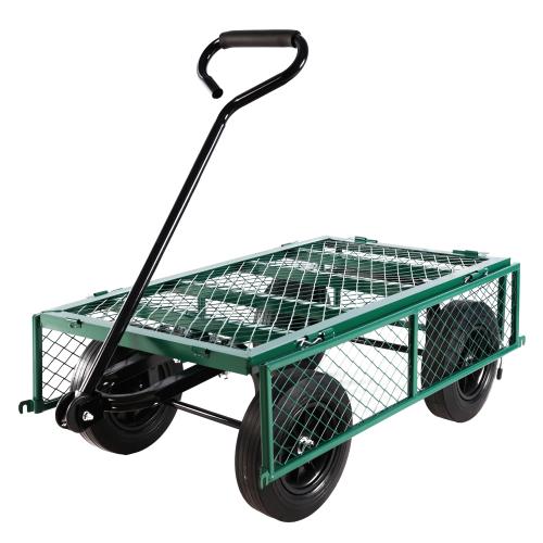 Solid Wheel Tool Trolley Garden Wood Transport Cart