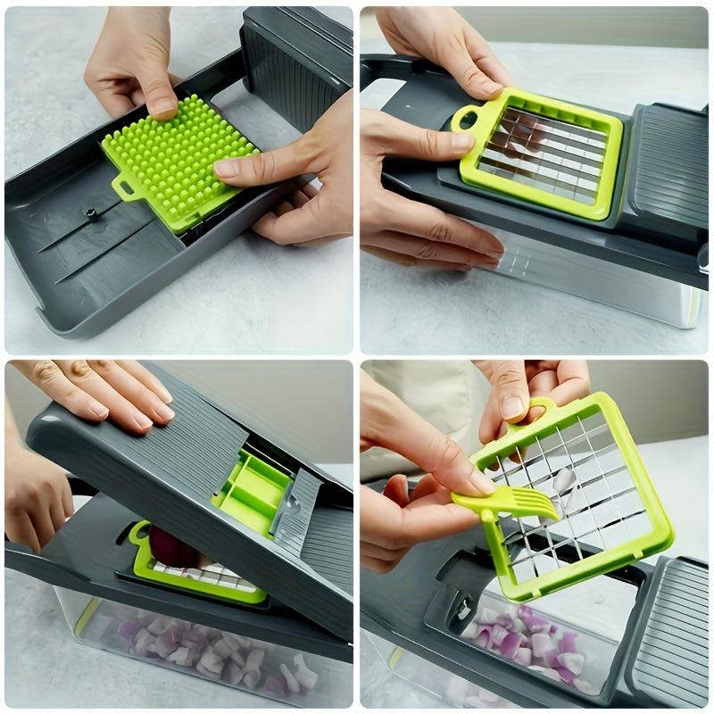 15All-in-one multifunctional vegetable chopper Professional Onion Chopper Slicing and Dicing Cutter 7Blade kitchen essential Easily Prepare Potatoes, Tomatoes, Cucumbers, and Carrots