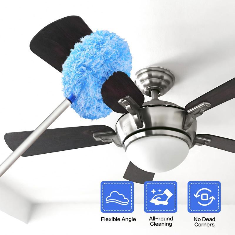 Household Cleaning Tool,Ceiling Fan Cleaner Duster with Extension Pole,Duster for Ceiling Fan Blades, Dust Removal Brush Household ltems,Removable Washable Microfiber Ceiling Fan Duster,for Dust Pet Hair, House Cleaning Home CareSupplies