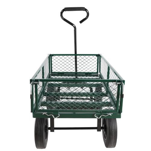 Solid Wheel Tool Trolley Garden Wood Transport Cart