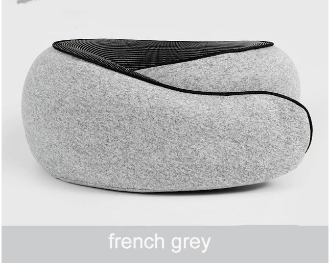 Travel Neck Pillow 100% Pure Memory Foam 360° Support Stowable for Airplanes Cars Airport Essentials